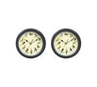 BHFZIAP 2 set Musical Birds Wall Sound Clock Battery Operated for Household Interior Decor Black 32cm