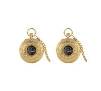 BHFZIAP 2 Set Vintage Quartz Pocket Watch with Chain Musical Movement Fashion Golden