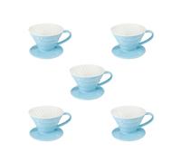 BHFZIAP 5 set Ceramic Pour Over Manual Espresso Coffee Dripper Cup Red/Yellow/Blue Blue