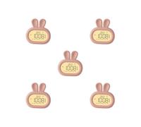 BHFZIAP 5 set Night Light Rechargeable Table Touch Control Rabbit Kids Digital Alarm Clock Pink, 12x7.6x11.7cm