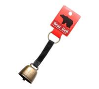 BHFZIAP Bear Bell with Keyring Hanging Cow Bell for Mountain Climbing Outdoor Travel Black Strap Bronze, 12x3.5cm
