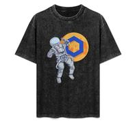 BHGF Chainlink Link Crypto Astronaut Blockchain Cryptocurrency T-Shirt Printed Tee Graphic Top for Men Black Shirt 3XL
