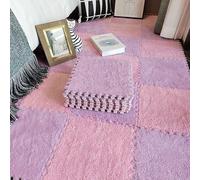 BHGFYXBS 8Pcs Plush Foam Floor Mats, Square Interlocking Fluffy Rugs, Non-Slip Washable, Household Soft Climbing Area Rugs,Purple+pink-12