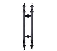 BHGFYXBS Antique Rose Gold Double Sided Glass Door Handles Kit Rustic Ornate Push Pull Hardware,Black-100Cm/39.4In,Black-100Cm/39.4In