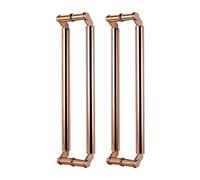 BHGFYXBS Door Pull Handle Sliding Door Handle Barn Door Handles Commercial Barn Shower Sliding Door Handle Push Pull Round Shape Entry Door Handle Stainless Steel Forfice Home Sho,Rose Gold-2 Pieces