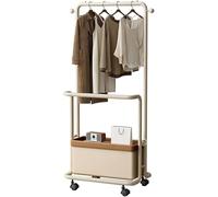 BHGFYXBS Double Floor Standing Clothes Hanger With Storage Baskets, Metallic, For Bedrooms And Corridors, 45Cm/19.7In,White-60cm/23.6in