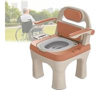 BHGFYXBS Drop Arm Commode With Padded Seat And Backrest, Sturdy Toilet Chair Removable Pail Toilet Seat For Adults And Seniors Safer Toilet Alternative Supports Up To 660Lbs, Oran,Orange