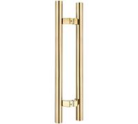 BHGFYXBS Entry Glass Shower Push Pull Door Handle, Sliding Barn Door Handle, 24/31/39/47/59 Inch, H Shape Round Bar Double-Sided,Gold-150Cm/59Inch,Gold-150cm/59inch