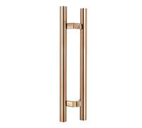 BHGFYXBS Extra Long Barn Door Handle Set, Classic Round Handles Of American Style, Push Pull Bar For Glass/Wooden Door, Double Sided H Shape, Stainless Steel/D/80Cm/31.5In,Rose D-,Rose D-120Cm/47.2In