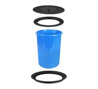 BHGFYXBS Hidden Built-In Stainless Steel Trash Can Lid, Recessed Countertop Plastic Garbage Bin With Flip Cover, Space-Saving, Round Blue Waste Container,Silver,8L (Black 8L),Blac,Black-8L
