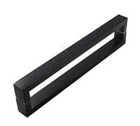 BHGFYXBS Industrial Barn Door Push Pull Handle Set For Solid Door C Shape Design Entrance Entry Office Store 80Cm Black & 60Cm Gold Easy Installation Kit Included,Black-60Cm/23.6,Black-60cm/23.6