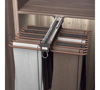 BHGFYXBS Pull Out Trousers Rack - 10 Or 22 Arms, Double Row Damping Rails, Extendable Pants Hanger, Space-Saving Closet Valet Rod For Efficient Storage Solutions,Brown-60x46cm