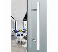 BHGFYXBS Round Door Pull H Shape, Stainless Steel Brushed Nickel Glass Door Handle, Silver Sliding Push Pull Door/Barn Wood Gate Grab Bar,Brushed-100Cm/39.4In - 70Cm,Brushed-100cm/39.4in - 70cm
