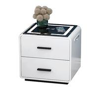 BHGFYXBS Smart Nightstand Wireless Charging Station End Table 2 Drawers Bedside Table 3-Color Led Light Usb 2 Drawers Bedside Cabinet,Gray Walnut-40Cm,White-40Cm,White-40cm