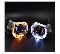 BHGMGEBLV Angel Eye Kit 2.5''Projector Bi-xenon For MINI H1 Lens 8.1 For X5 Square LED Angel Eyes DRL Retrofit H4 H7 Car Headlight Halo Ring Kits(White yellow,Lens-Super)