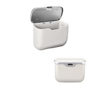 BHGMGEBLV Car Bin Multifunctional Car Trash Can With Lid Button Hanging Storage Bin For Wet And Dry Use Interior For Mini Organizer Box Cars Trash Can(A Beige 1 piece)