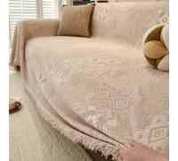 BHGRTSQ Moroccan Vintage Thickened Linen Chenille Sofa Cover Slip-Resistant & Cat-Scratch-Proof Sofa Slipcover Couch Protector L Shaped Covers Suitable for All Seasons(Size:180x180cm,Color:Khaki)