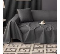 BHGRTSQ Waterproof Solid Colour Polyester Fabric Sofa Cover Urinary Protection & Cat-Scratch Resistant Sofa Slipcover Couch Protector Loveseat L Shaped Covers All-Seasons(Size:210x300cm,Color:Grey)