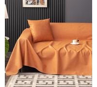 BHGRTSQ Waterproof Solid Colour Polyester Fabric Sofa Cover Urinary Protection & Cat-Scratch Resistant Sofa Slipcover Couch Protector Loveseat L Shaped Covers All-Seasons(Size:210x260cm,Color:Orange)