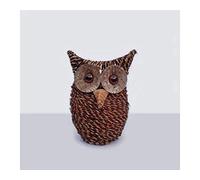 BHGS Natural Rustic Woven Owl Planter Plant Pot Home Decoration Accessorie 23cm Tall With Inner Planting Liner 10.5cm Planting Hole