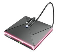 BHHB External CD Drive for Mac with RGB, DVD Player for Laptop, USB 3.0 USB C CD Burner External Disk Drive, DVD Reader Writer ROM Drive Compatible with Laptop Desktop Mac, Windows 11/10/8/7 Linux