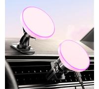 BHHB for Magsafe Car Mount Charger, [2025 Upgrade] 15W 2in1 Magnetic Wireless Car Charger, for Magsafe Car Charger, Vent/Dashboard Phone Holder, ONLY for iPhone 16 15 14 13 12 Series (Pink)