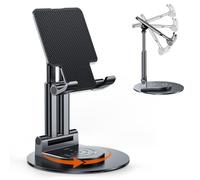 BHHB Mobile Phone Stand Adjustable Mobile Phone Holder Table Mobile Phone Stand with 360 Degree Rotating Base for Smartphones, iPad Mini, Kindle and More (Black)