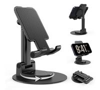 BHHB Mobile Phone Stand, Foldable Mobile Phone Holder, Angle Adjustable Mobile Phone Stand, Compatible with Mobile Phones and Tablets with a Size of 4 to 13 Inches, Black