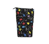 BHHJKK Autism Awareness Month Standing Pencil Case Telescopic Pencil Holder Pouch Cosmetics Bags Desk Stationery Organizer Box for Office Supplies