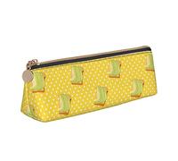 BHHJKK Avocado Sandwich On Yellow and White Pot Triangle Pencil Case Leather Pen Pouch Cosmetics Bags Desk Stationery Organizer Box Holder for Office Women Men