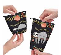 BHHJKK Baby Sloth Pencil Pouch Tree Flowers Follow Your Dreams Stand Up Pencil Case Organizer Pencil Holder Makeup Bag Gift Black