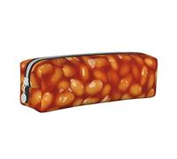 BHHJKK Baked Beans Pattern Pencil Case Holder Pouch with Zipper Leather Pen Pencil Bags Box Organizer Cosmetic Makeup Bag Storage Bag