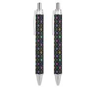 BHHJKK Black Pens Ballpoint Pen Ball Point Pen Smooth Writing Gel Pens Retractable 0.5 Fine Point for School Office Colorful Doodle Paw Print Pattern 4 PCS