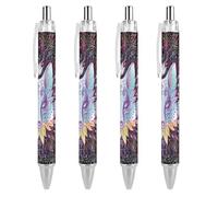 BHHJKK Black Pens Ballpoint Pen Ball Point Pen Smooth Writing Gel Pens Retractable 0.5 Fine Point for School Office Fox Galaxy Ethnic Pattern 2 PCS