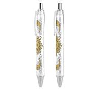 BHHJKK Black Pens Ballpoint Pen Ball Point Pen Smooth Writing Gel Pens Retractable 0.5 Fine Point for School Office Boho Abstract Sun Moon Pattern 1 PCS