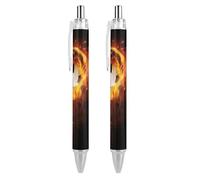 BHHJKK Black Pens Ballpoint Pen Ball Point Pen Smooth Writing Gel Pens Retractable 0.5 Fine Point for School Office Burning Pattern 2 PCS