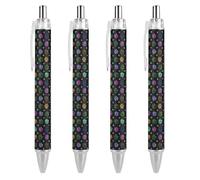 BHHJKK Black Pens Ballpoint Pen Ball Point Pen Smooth Writing Gel Pens Retractable 0.5 Fine Point for School Office Colorful Doodle Paw Print Pattern 4 PCS
