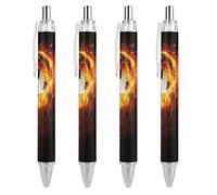 BHHJKK Black Pens Ballpoint Pen Ball Point Pen Smooth Writing Gel Pens Retractable 0.5 Fine Point for School Office Burning Pattern 2 PCS