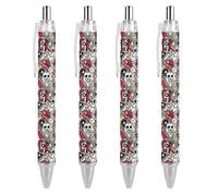 BHHJKK Black Pens Ballpoint Pen Ball Point Pen Smooth Writing Gel Pens Retractable 0.5 Fine Point for School Office Crazy Punk Rock Abstract Pattern 2 PCS