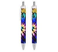 BHHJKK Black Pens Ballpoint Pen Ball Point Pen Smooth Writing Gel Pens Retractable 0.5 Fine Point for School Office Spiral Tie Dye Pattern 4 PCS