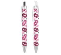 BHHJKK Black Pens Ballpoint Pen Ball Point Pen Smooth Writing Gel Pens Retractable 0.5 Fine Point for School Office Leopard Skin on Lips Pattern 4 PCS