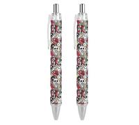 BHHJKK Black Pens Ballpoint Pen Ball Point Pen Smooth Writing Gel Pens Retractable 0.5 Fine Point for School Office Crazy Punk Rock Abstract Pattern 2 PCS