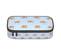 BHHJKK Blue Cute Dog Print Pencil Case Large Capacity Pencil Box Pouch Cute Stationary for Women Men Adult