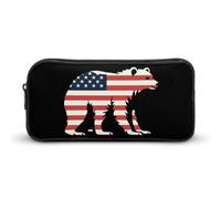 BHHJKK California Republic Bear American Flag Pencil Case Large Pencil Pouch Pen Bag Zip Pen Organizer Makeup Bag for Women Men