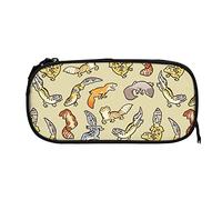 BHHJKK Cartoon Cute Leopard Gecko Pattern Pen Pencil Case Bag Big Capacity Multifunction Storage Pouch Organizer with Black One Size