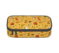 BHHJKK Cartoon Hand Drawn Mexican Food Pattern Pencil Case Large Capacity Pencil Box Pouch Cute Stationary for Women Men Adult
