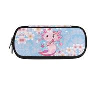 BHHJKK Cherry Blossom Axolotl Girls Pencil Pouch Large Capacity Kids Pen Holder with Zipper Pen Organizer for School Supplies Aesthetic Stationery Bags