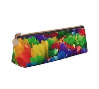BHHJKK Cow Print Patterns Pen Case Small Pencil Bag Triangle Pu Leather Pen Pouch Pen Bag Storage Bag with Zipper