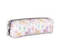 BHHJKK Cute Alpaca Llama Pattern Pencil Case Holder Pouch with Zipper Leather Pen Pencil Bags Box Organizer Cosmetic Makeup Bag Storage Bag