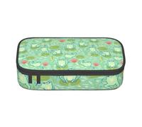 BHHJKK Cute Cartoon Frog Pattern Pencil Case Big Capacity Pencil Pouch Makeup Bag Office Supplies Stationery Pencil Box with Zipper